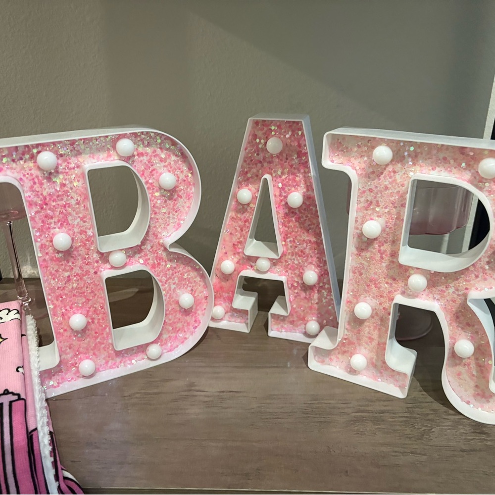 Pink Glitter LED BAR Sign